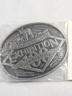 Vintage Calgary Agricultural Exhibition Belt Buckle 1986 100 Anniversary